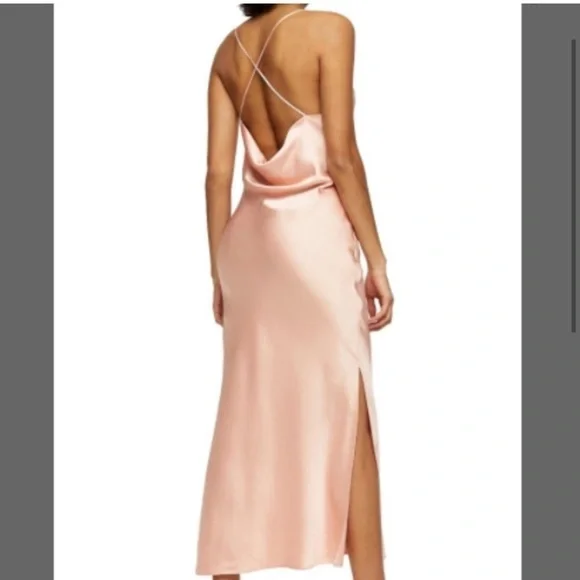 Topshop NWT Gold Orange Cowl Satin Slip On Midi Dress Size 8 - Picture 4 of 13